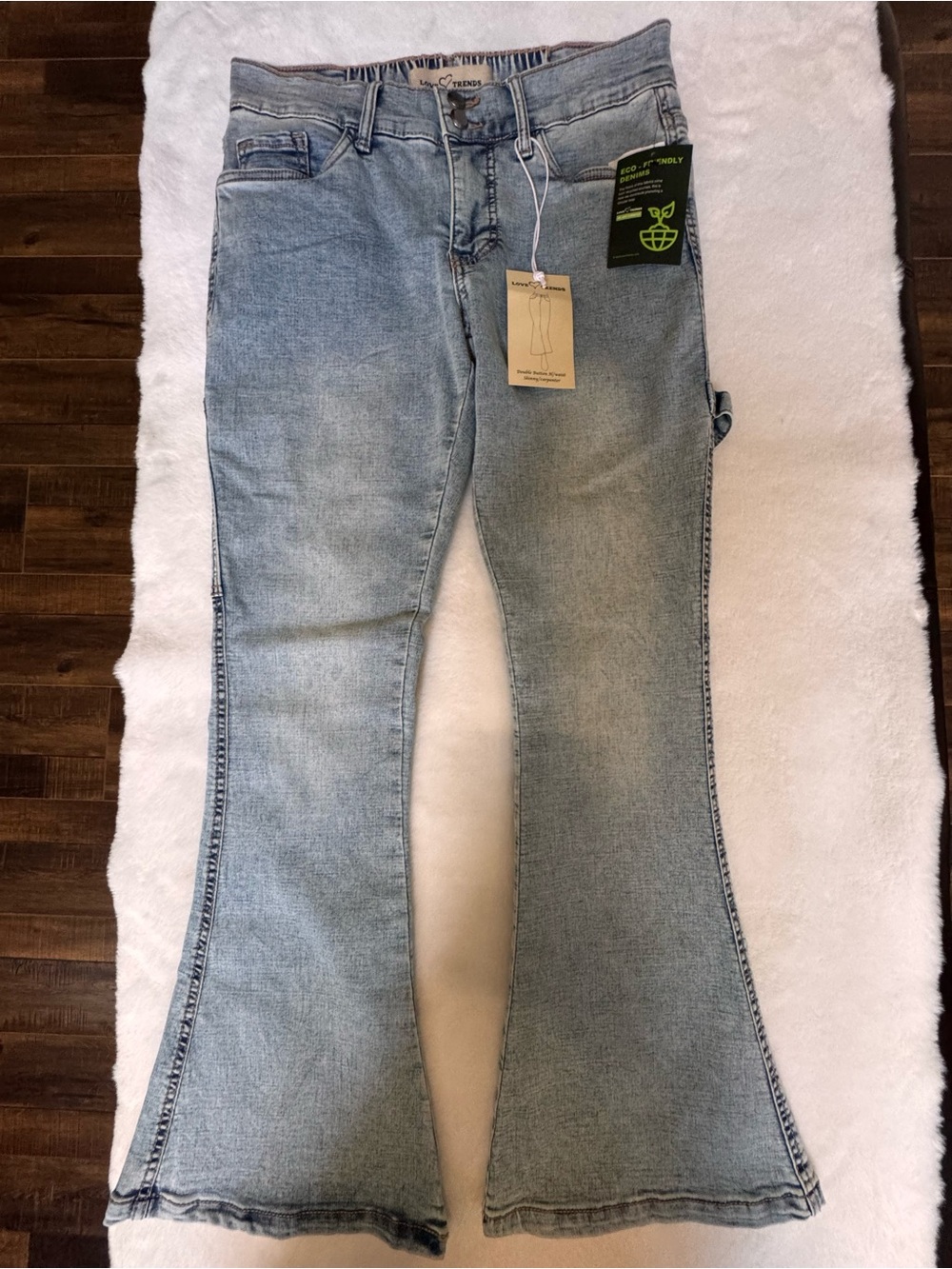 ✅NEW “Love Trends” Double Button H/waist Skinny Carpenter Women’s Jeans